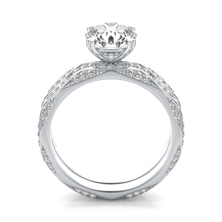 Alexis Pave Eternity Engagement Ring With Matching Wedding Band - Image 2