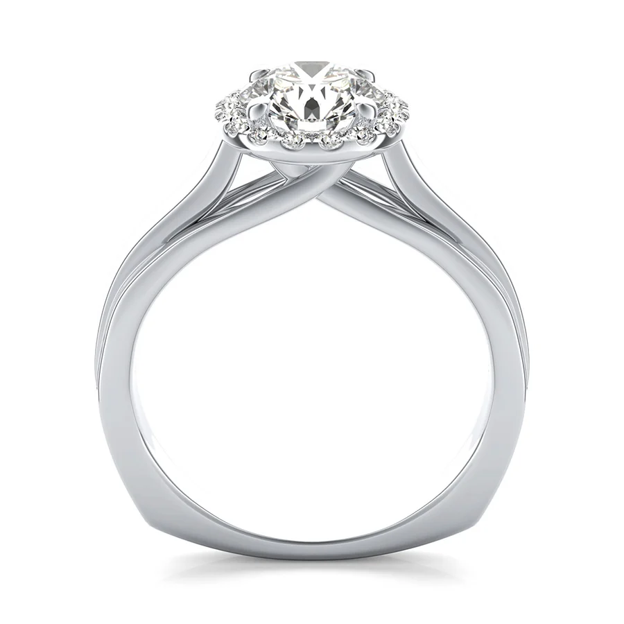 Amore Halo Engagement Ring With Square Shank - Image 2