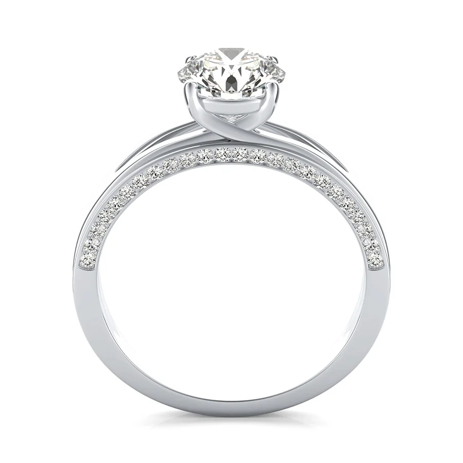 Amore Trellis Split Shank Engagement Ring With Pave Side Stones - Image 2