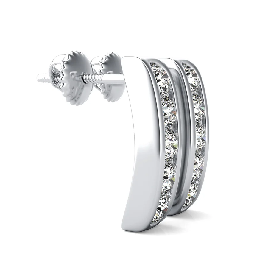 Bar Earrings With Channel Set - Image 2