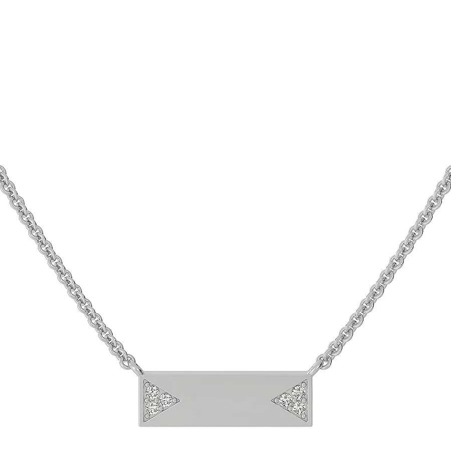 Bar Pendant With Triangle Shaped Pave Set Stones