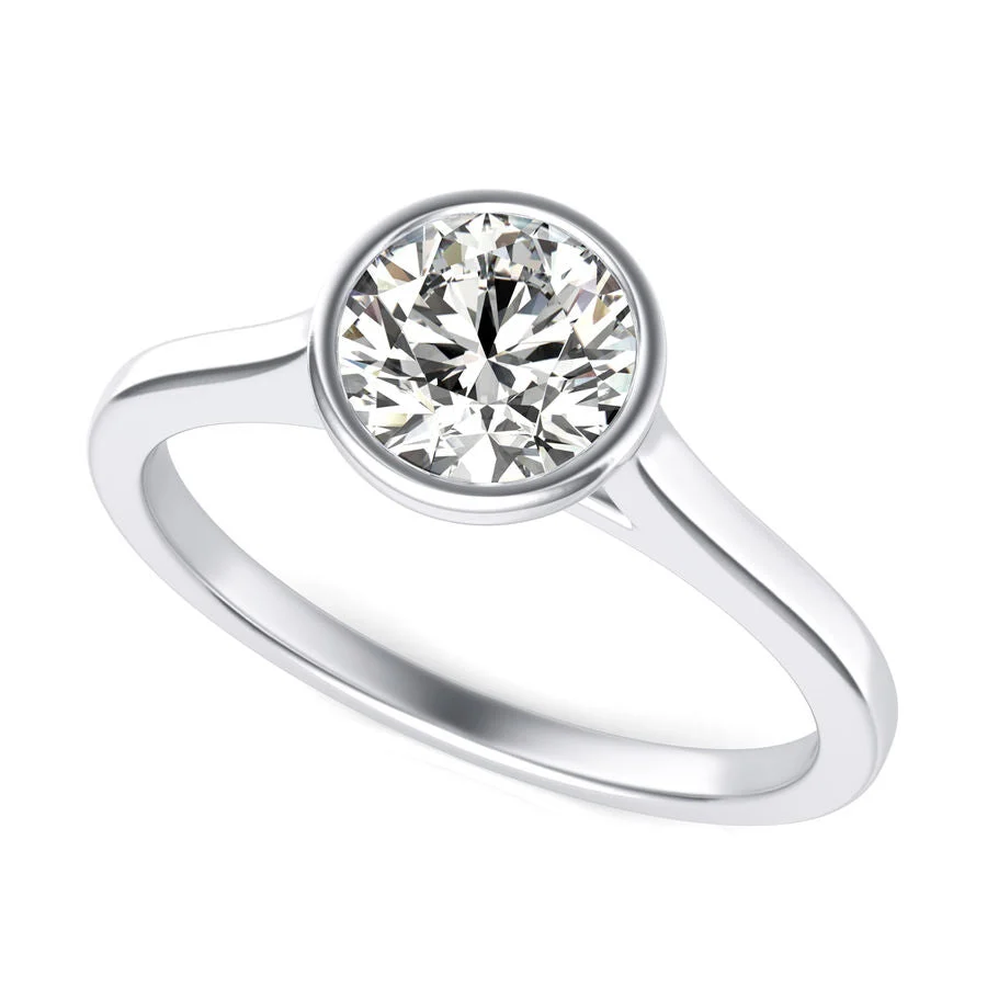 Bezel Cathedral Solitaire Engagement Ring - Custom Builder - SKU 337100