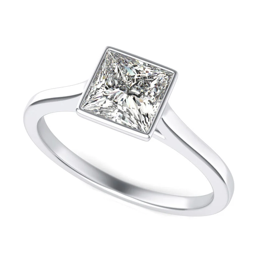 Bezel Cathedral Solitaire Engagement Ring - Custom Builder - SKU 337100