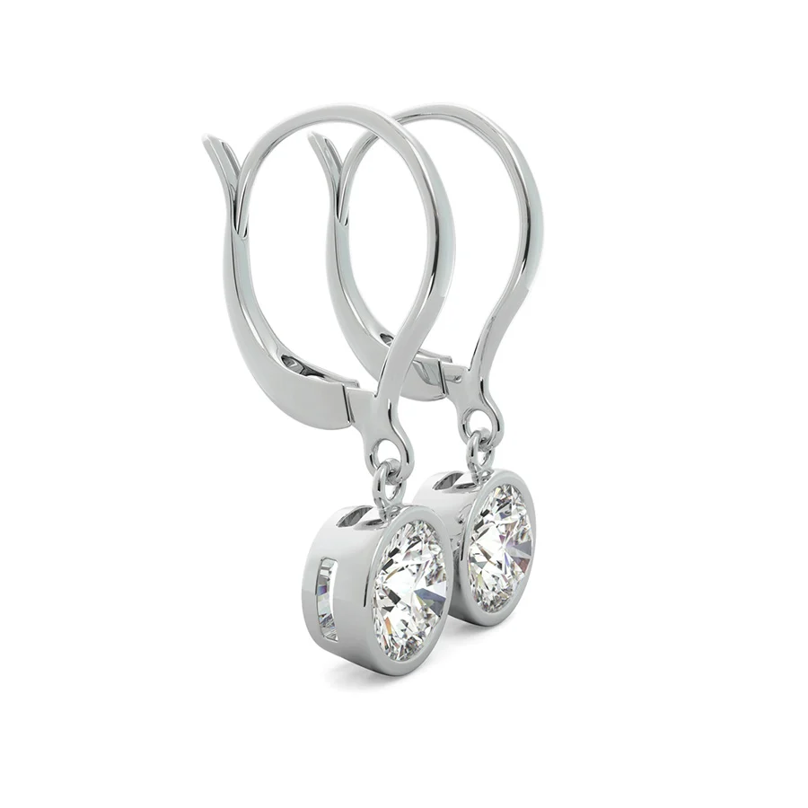 Bezel Leverback Earrings - Image 2