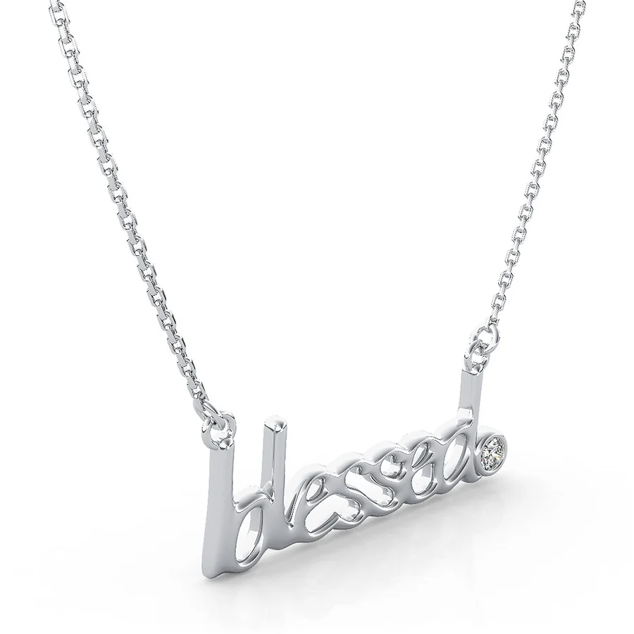 "Blessed" Pendant With Bezel Set Stone - Image 2