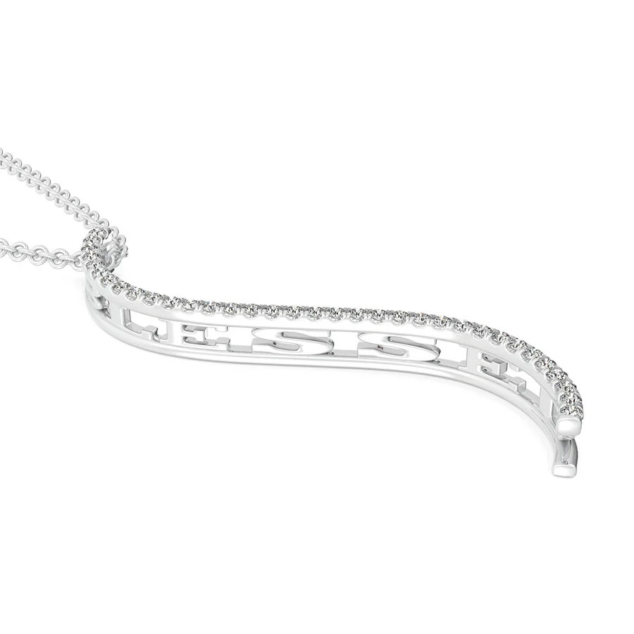 "BLESSED" S-Curved Drop Bar Pendant
