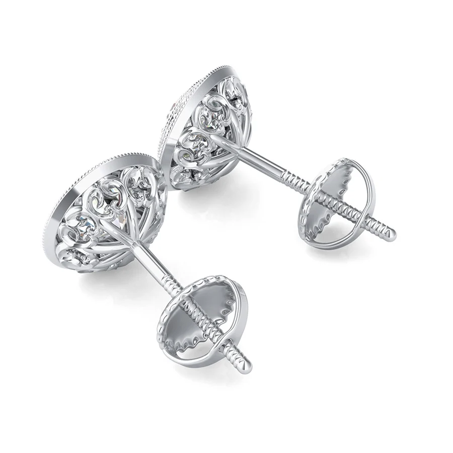 Butterfly Milgrain Bezel Halo Earrings - Image 2