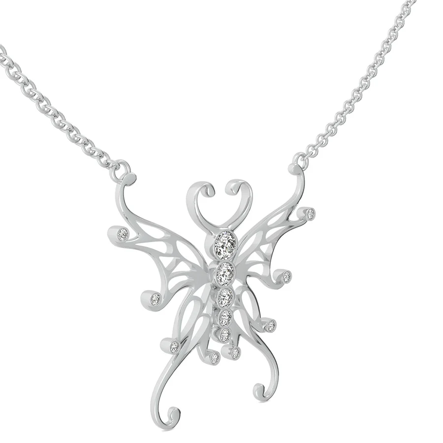 Butterfly Pendant With Bezel Set Stones - Image 2