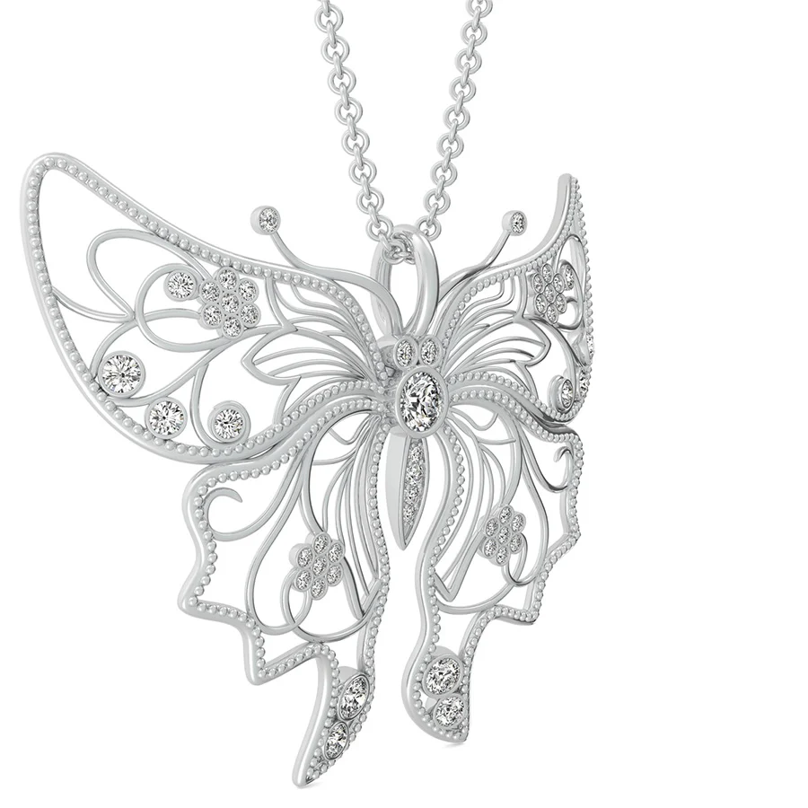 Butterfly Pendant With Milgrain - Image 2