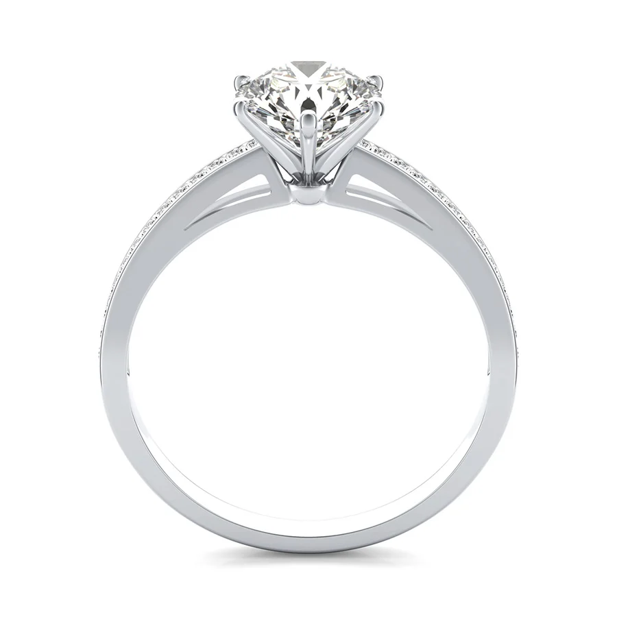 Cathedral Engagement Ring With Pave Set Side Stones - Image 2