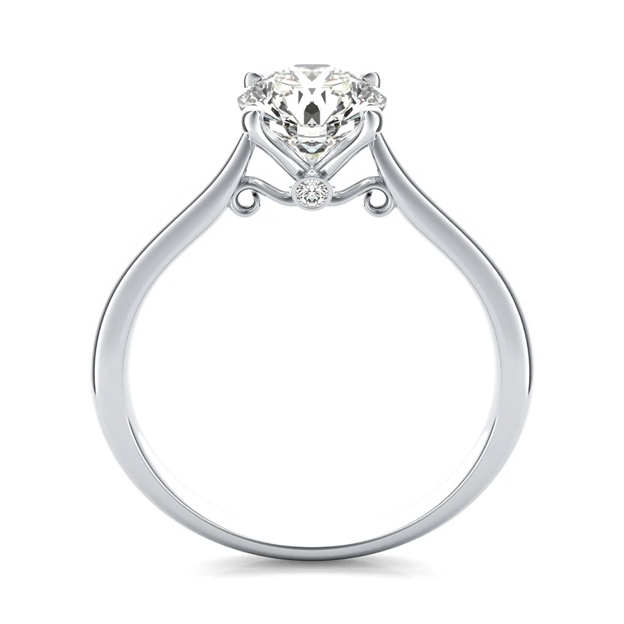 Cathedral Solitaire Engagement Ring With Scroll On The Side - Image 2
