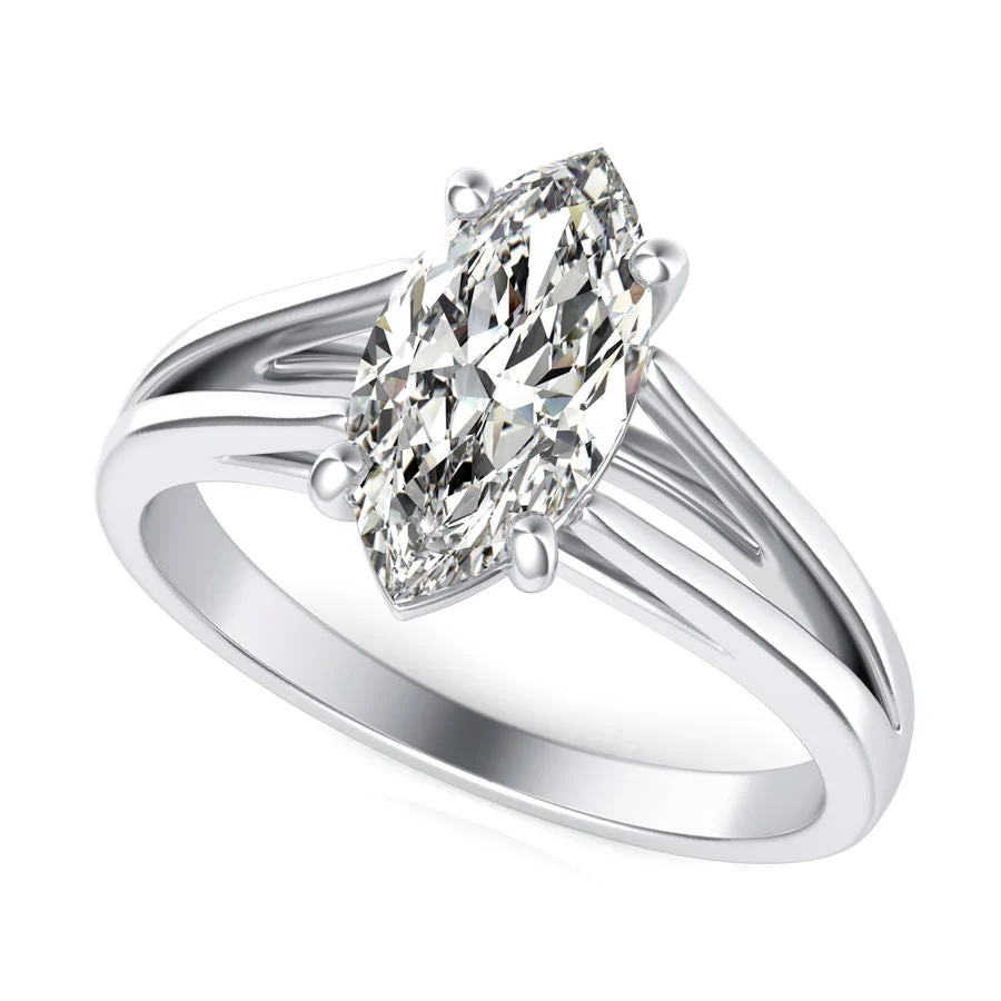 Cathedral Split Shank Solitaire Engagement Ring - Custom Builder - SKU 329800