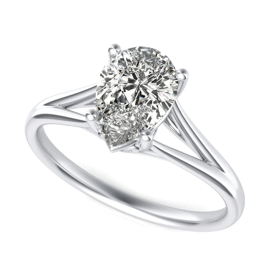 Cathedral Split Shank Solitaire Engagement Ring - Custom Builder - SKU 382700