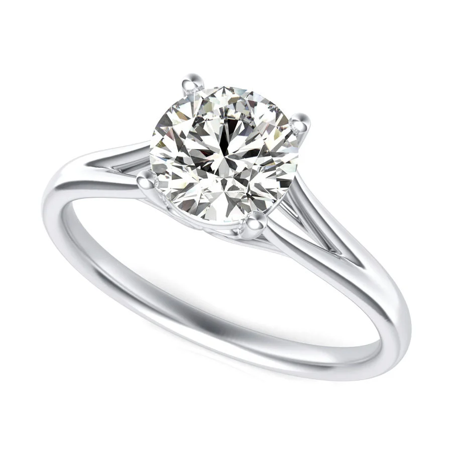 Cathedral Split Shank Solitaire Engagement Ring - Custom Builder - SKU 382700