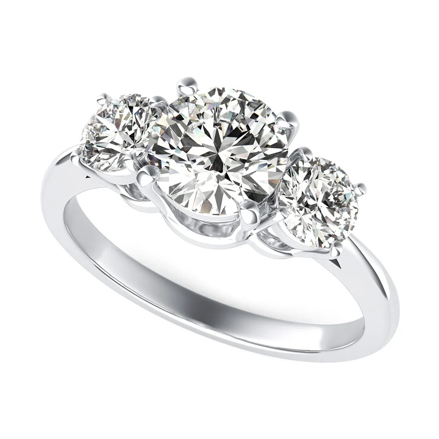 Cathedral Three Stone Basket Engagement Ring - Custom Builder - SKU 200404