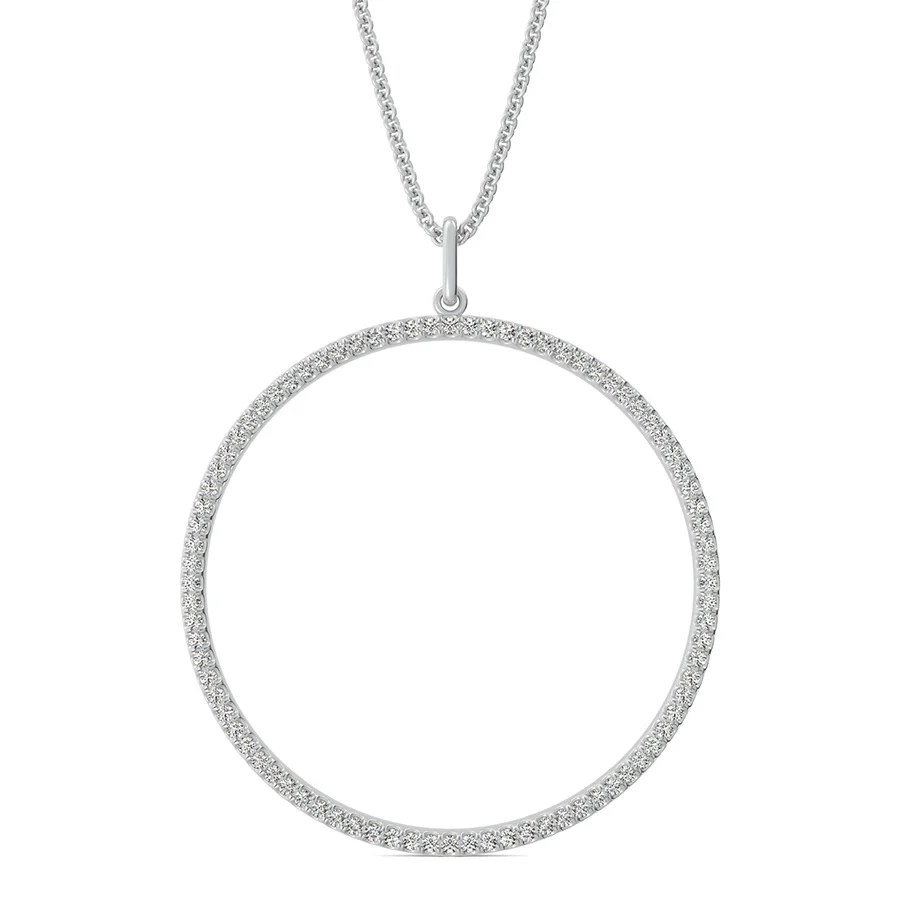 Circle Pendant 1.25 Inch With Pave Set Stones