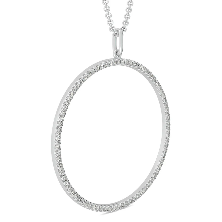 Circle Pendant 1.25 Inch With Pave Set Stones - Image 2