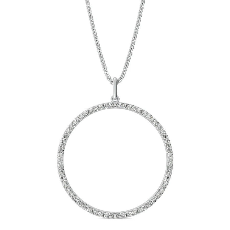 Circle Pendant 1 Inch With Pave Set Stones