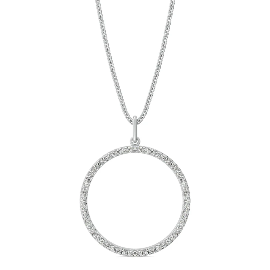 Circle Pendant 7/8 Inch With Pave Set Stones