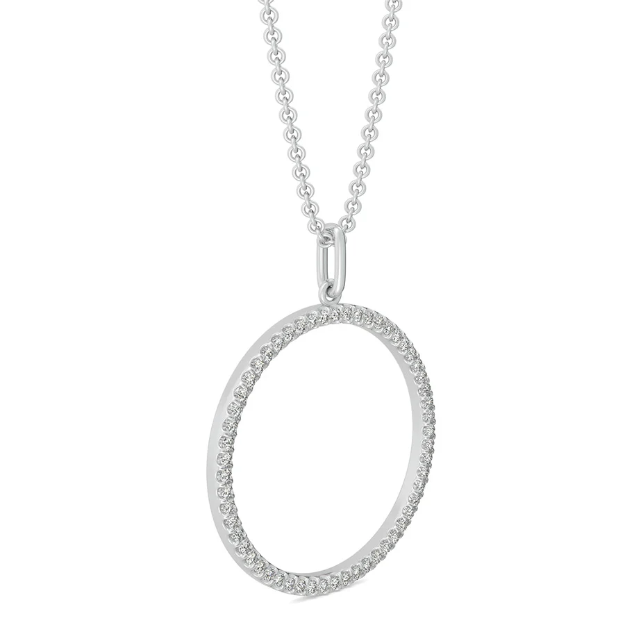 Circle Pendant 7/8 Inch With Pave Set Stones - Image 2