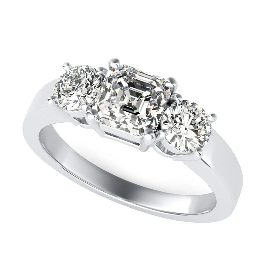 Classic Basket Three Stone Engagement Ring - Custom Builder - SKU 401539