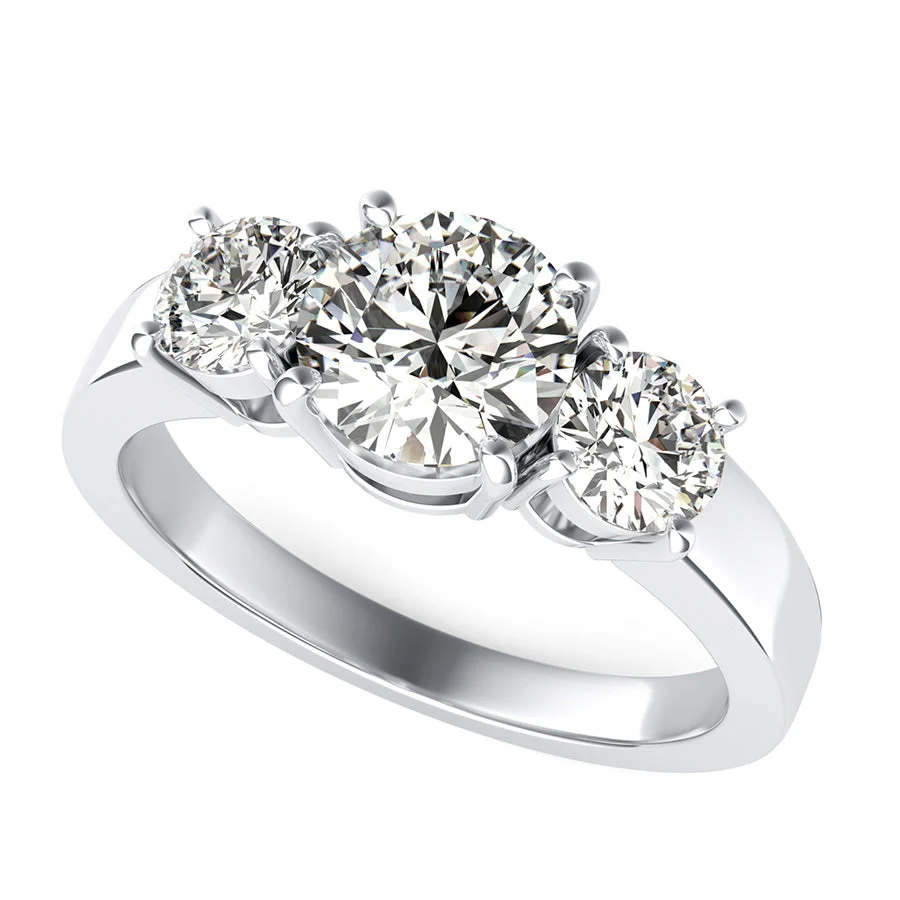 Classic Basket Three Stone Engagement Ring - Custom Builder - SKU 401539