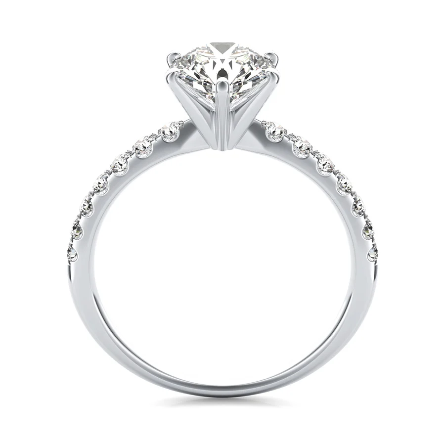 Classic Engagement Ring With Prong Set Side Stones - Image 2