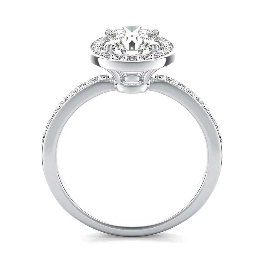 Classic Halo Pave Set Engagement Ring - Image 2