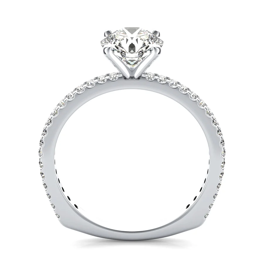 Classic Side Stone Engagement Ring With Square Shank - Image 2