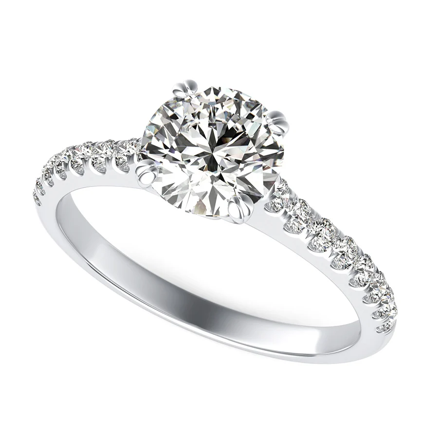 Classic Side Stone Engagement Ring With Twisted Prongs