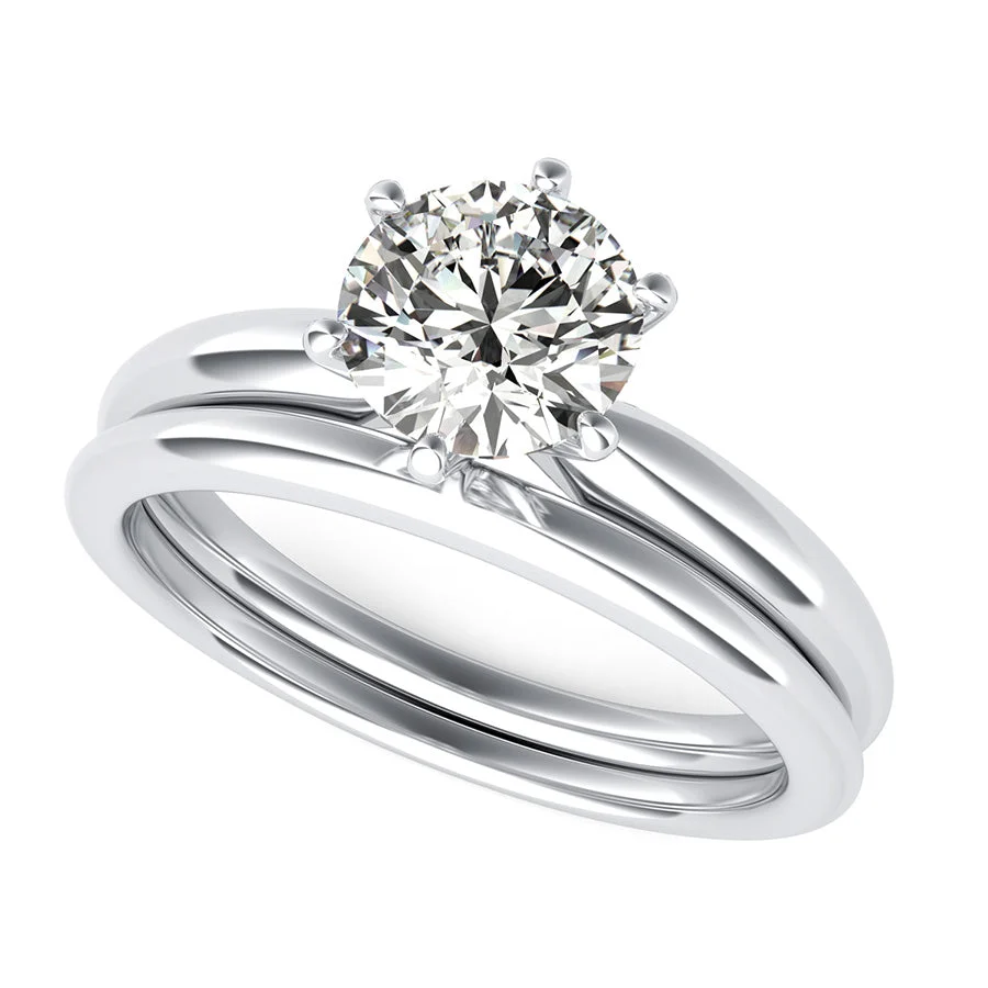 Classic Solitaire Engagement Ring With Matching Band - Custom Builder - SKU 400233