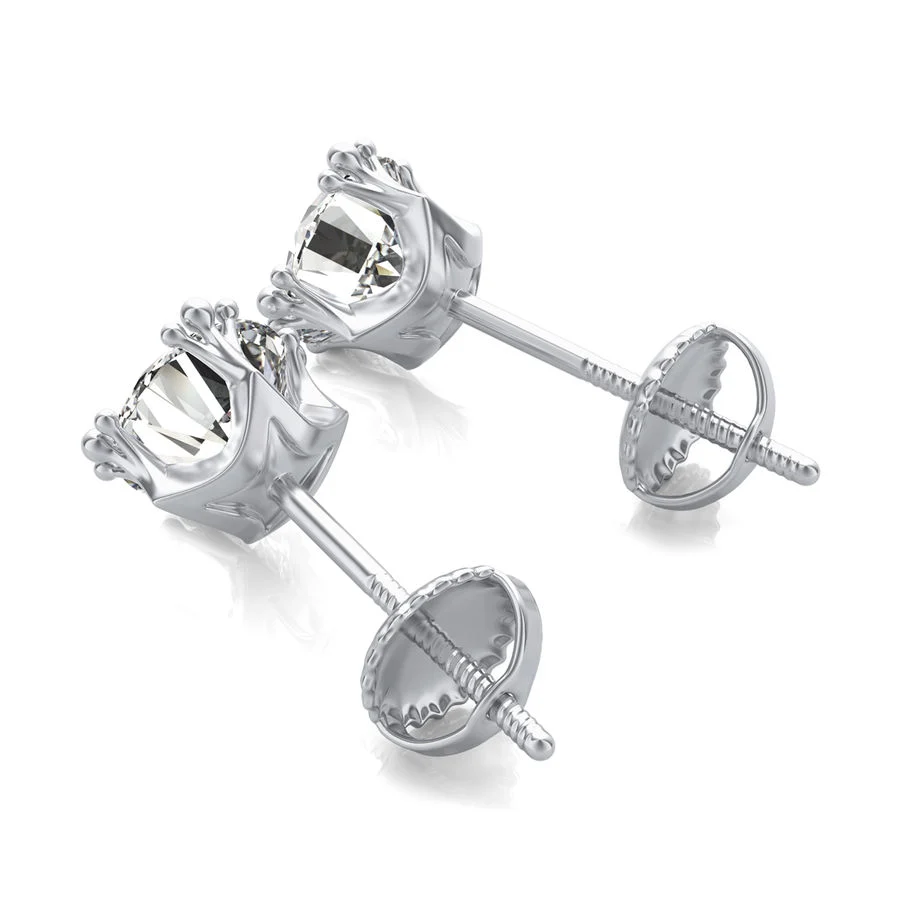 Crown Prong Stud Earrings - Image 2