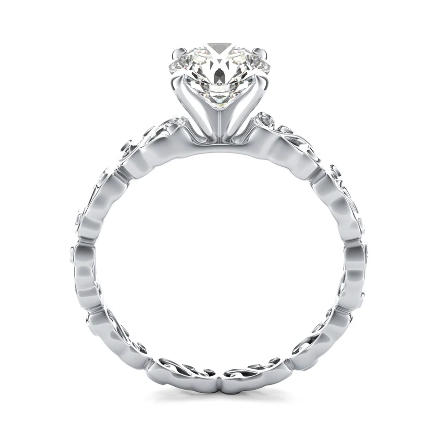 Cut Through Scroll Solitaire Engagement Ring - Image 2