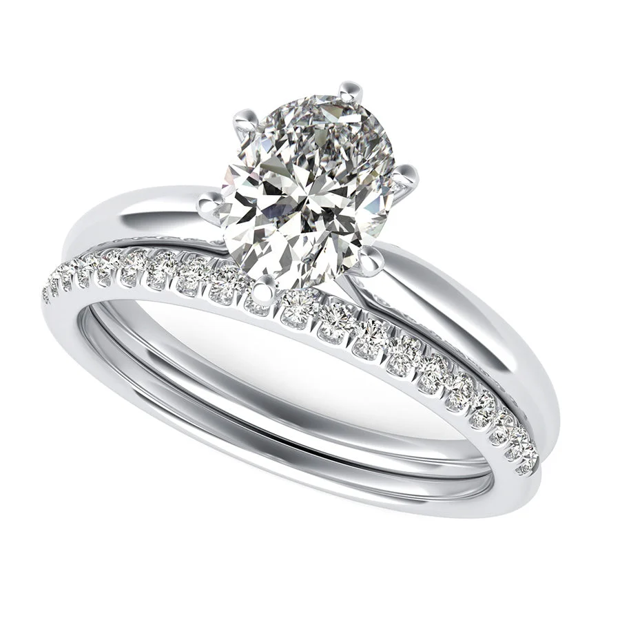 Delicate And Classic Solitaire Engagement Ring With Matching Band - Custom Builder - SKU 400234
