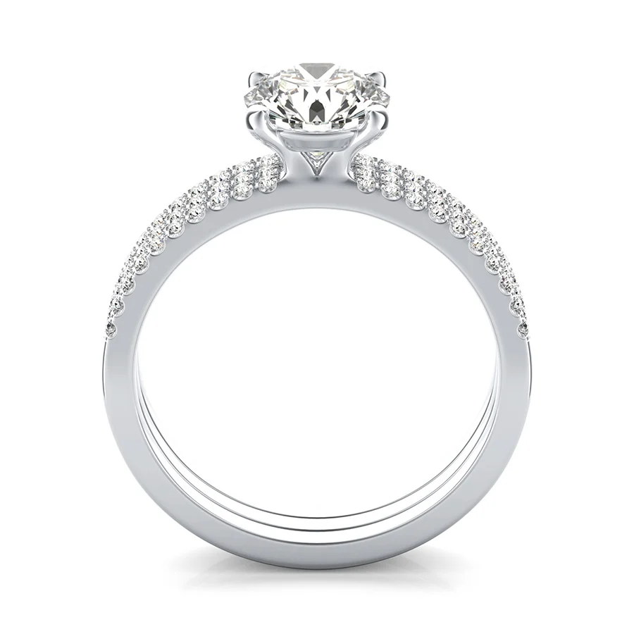 Double Band Engagement Ring With Additional Matching Band - Image 2