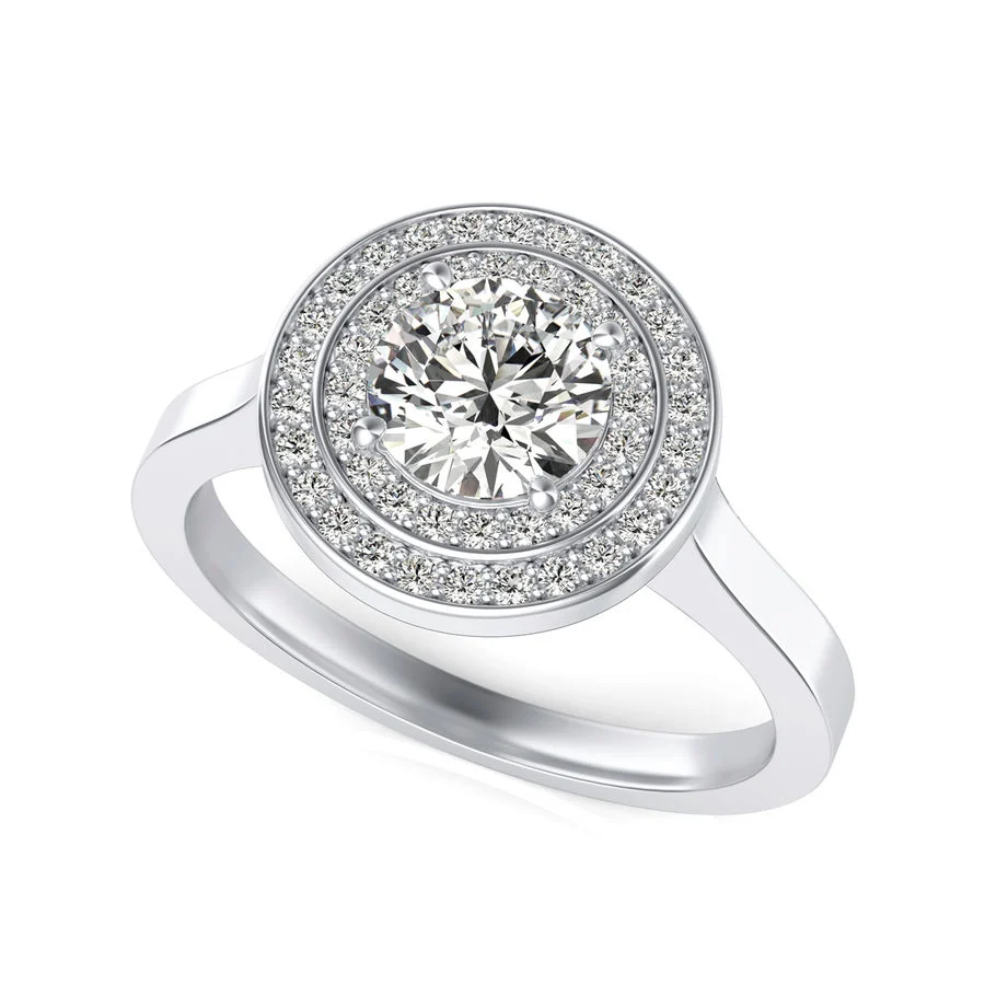 Double Halo Engagement Ring