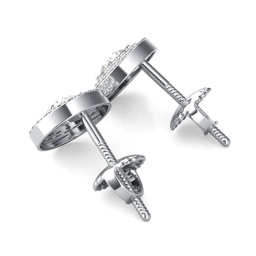 Double Row Pave Halo Earrings - Image 2