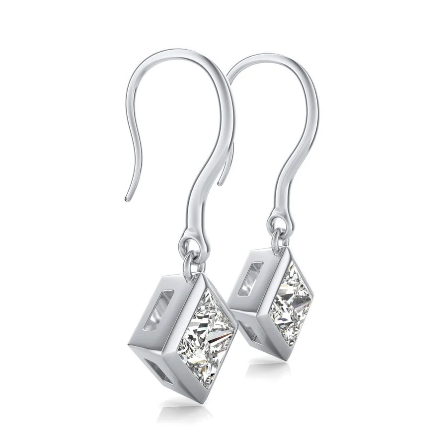 Dropped Bezel Solitaire Earrings - Image 2