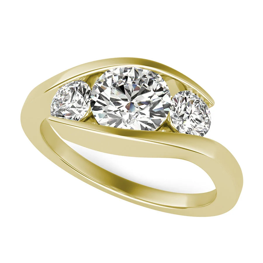 Eluna Tension Set Three Stone Engagement Ring - Custom Builder - SKU 200438