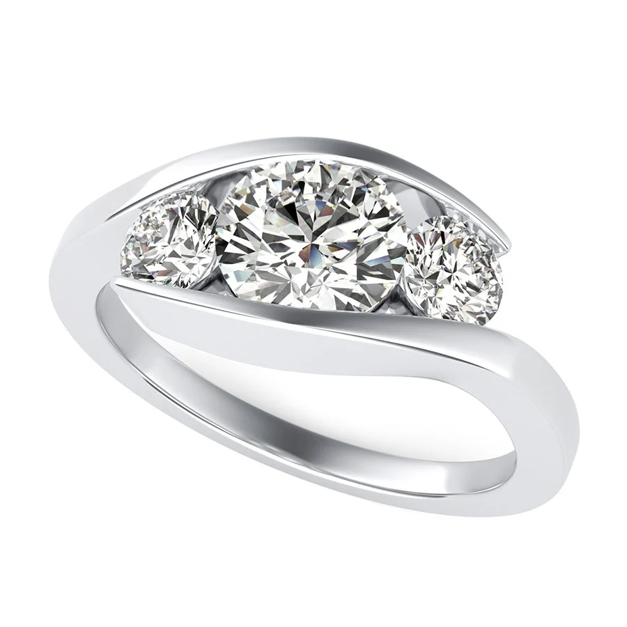 Eluna Tension Set Three Stone Engagement Ring - Custom Builder - SKU 200438