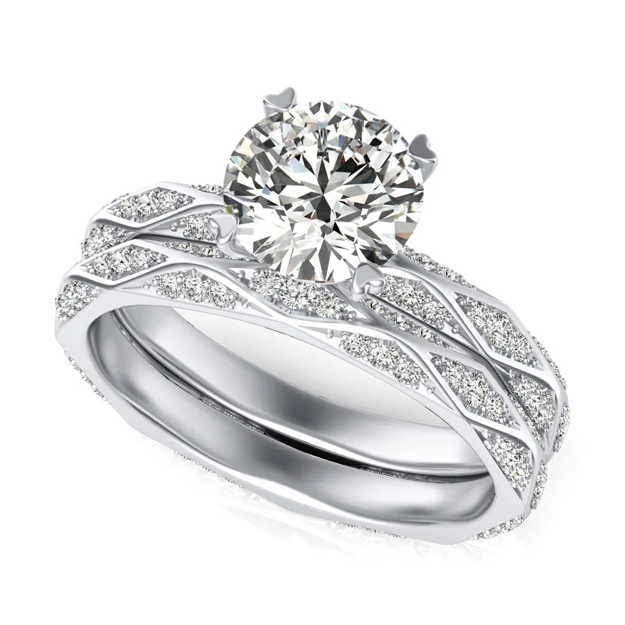 Eternity Engagement Ring With Matching Band