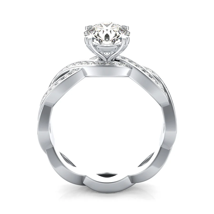 Eternity Infinity Twist Engagement Ring With Channel Set Side Stone - Image 2