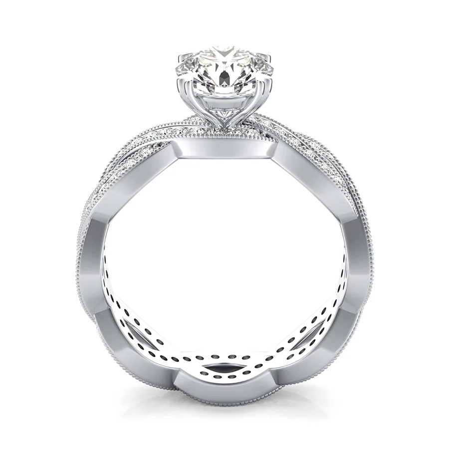 Eternity Infinity Twist Engagement Ring With Milgrain On The Side - Image 2