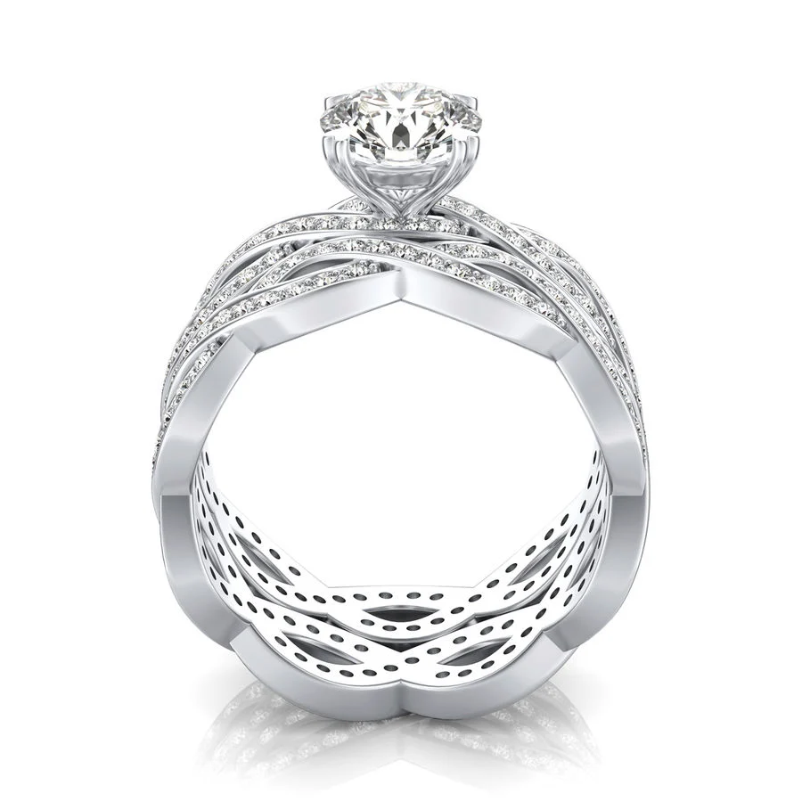 Eternity Twist Engagement Ring With Matching Band - Image 2