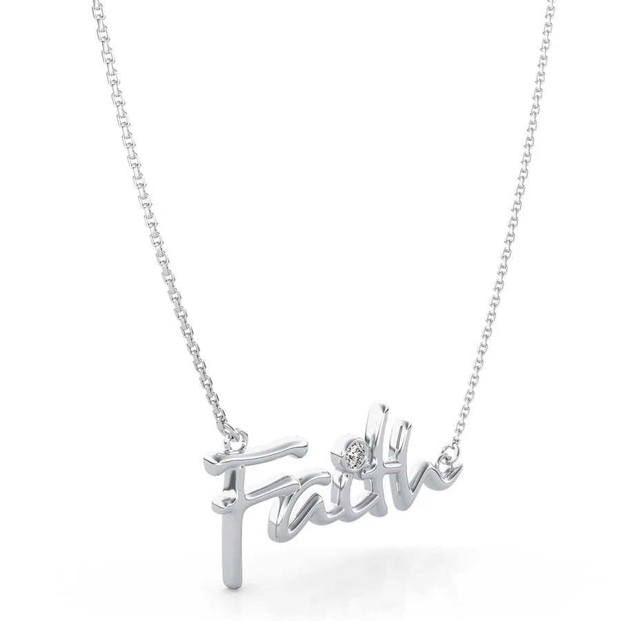"Faith" Pendant With Bezel Set Stone - Image 2