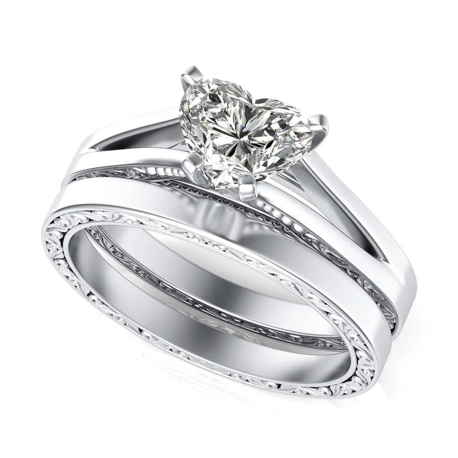 Filigree Cathedral Engagement Ring with Matching Band - Custom Builder - SKU 354400