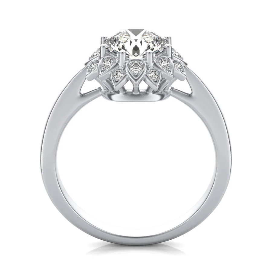 Flower Halo Engagement Ring - Image 2