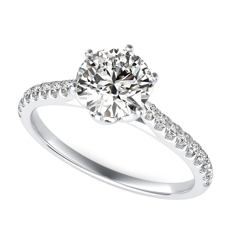 Flower Prong Cathedral Engagement Ring