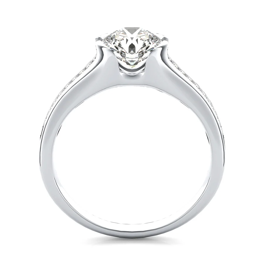 Half Bezel Engagement Ring With Channel Set Side Stones - Image 2