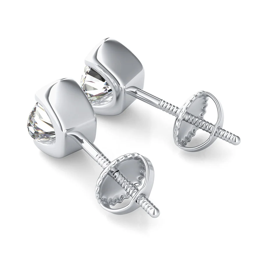 Half Bezel Stud Earrings - Image 2